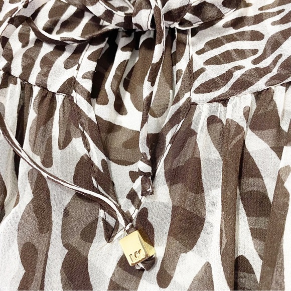 Michael Kors Brown Animal Print Silk Front Tie Blouse 3X - Picture 15 of 15